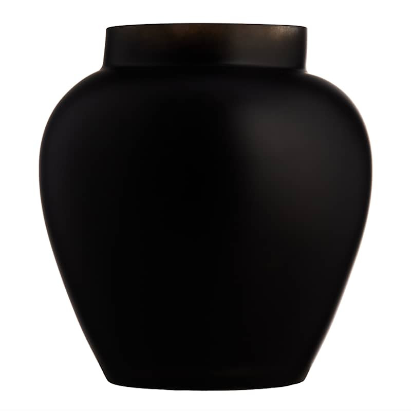 Providence Black Matte Glass Vase, 9" | At Home