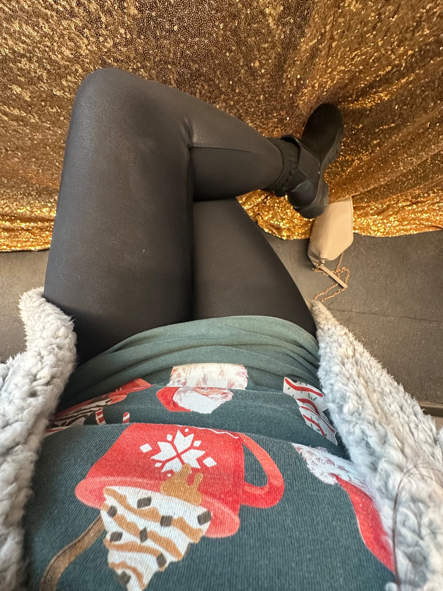 Wearing my usual favorite Spanx faux leather leggings, wearing petite medium. #LTKmomlife #LTKdayinmylife

#LTKootd #LTKHoliday #LTKGiftGuide