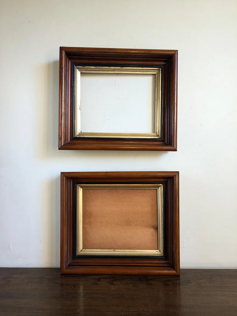 Antique Wood Frame Pair Deep Cove Warm Brown Black Gold Liner for 8 X 10 Art - Etsy | Etsy (US)