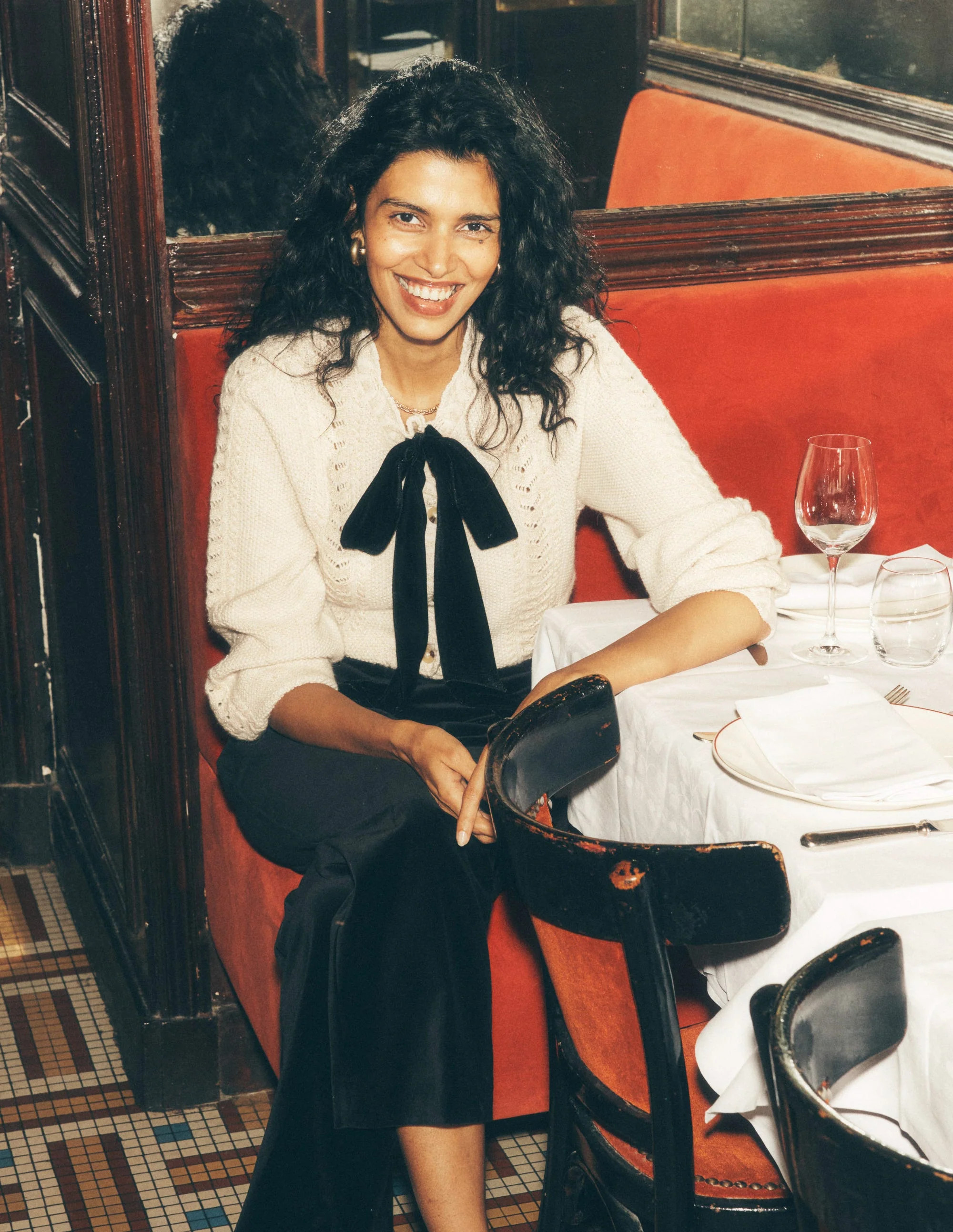 Velvet Bow Cable Cardigan Gold Sparkle Boden | Boden (US)