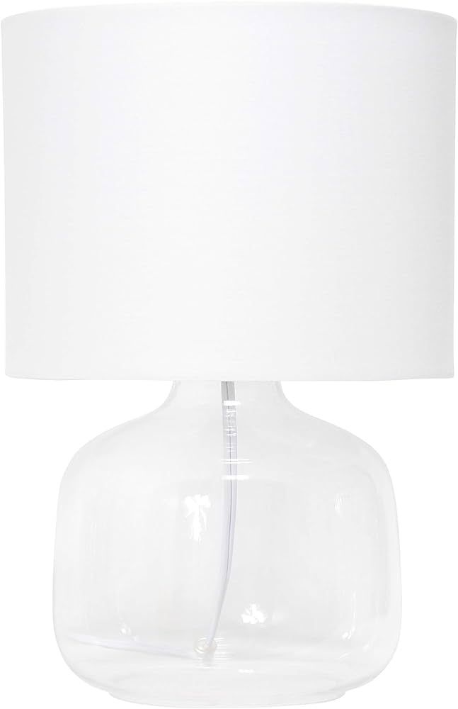 Simple Designs LT2064-CLW Clear Glass Table Lamp with White Fabric Shade | Amazon (US)