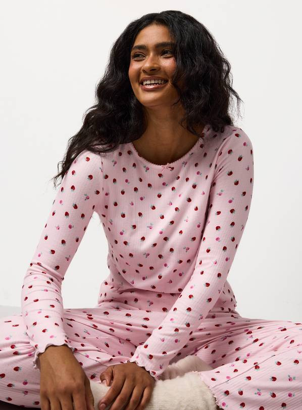 Mini Me Pink Strawberry Pointelle Pyjamas XL | Tu Clothing