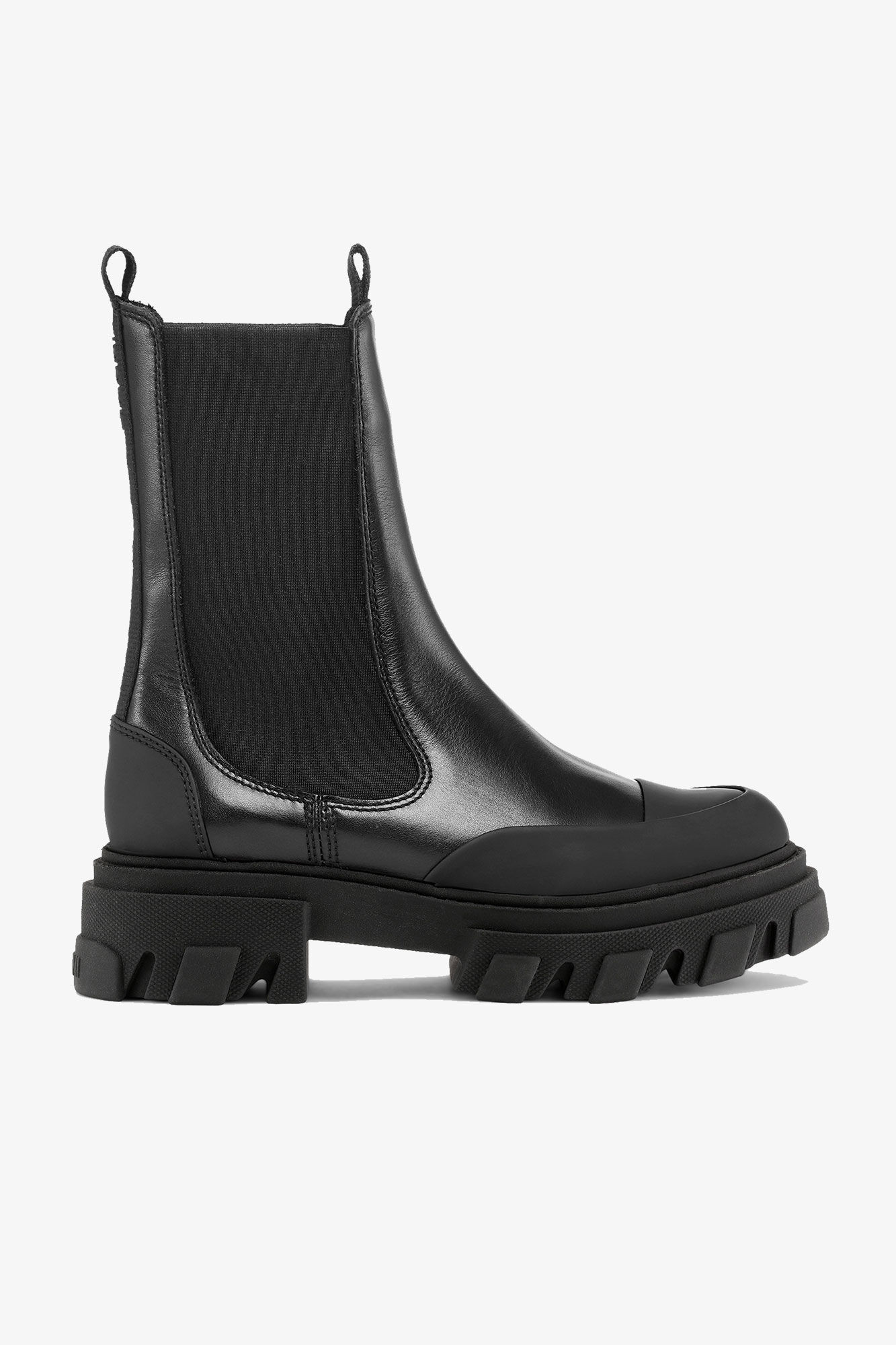Cleated Mid Chelsea Boots in Black | Ganni