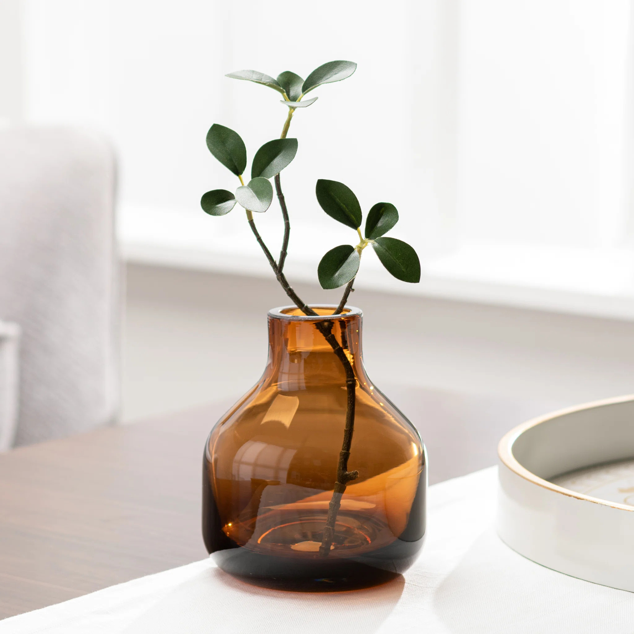 Aquista 5" Hand Blown Art Glass Amber Table Vase | Wayfair North America