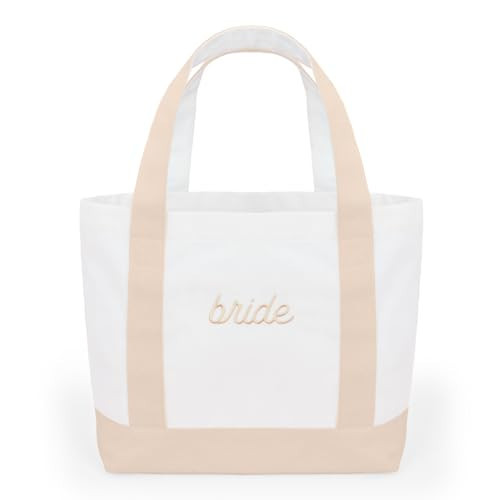 xo, Fetti Neutral Bride Tote Bag | Beige Bachelorette Party Decorations, Cute Bride To Be Accessory, Bridesmaid Gift, Bridal Shower Supplies, Engagement Party Favor, Classy Bridal Purse | Amazon (US)