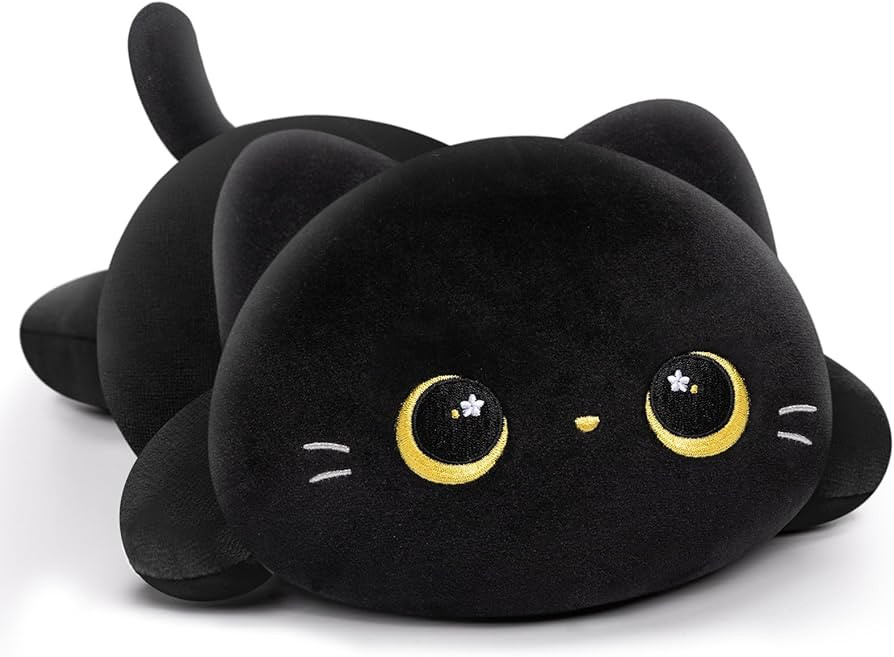 Cute Cat Plush Pillow, Kawaii Plushies Black Cat Stuffed Animals, Squishy Plushies, Cuddle Plush ... | Amazon (US)