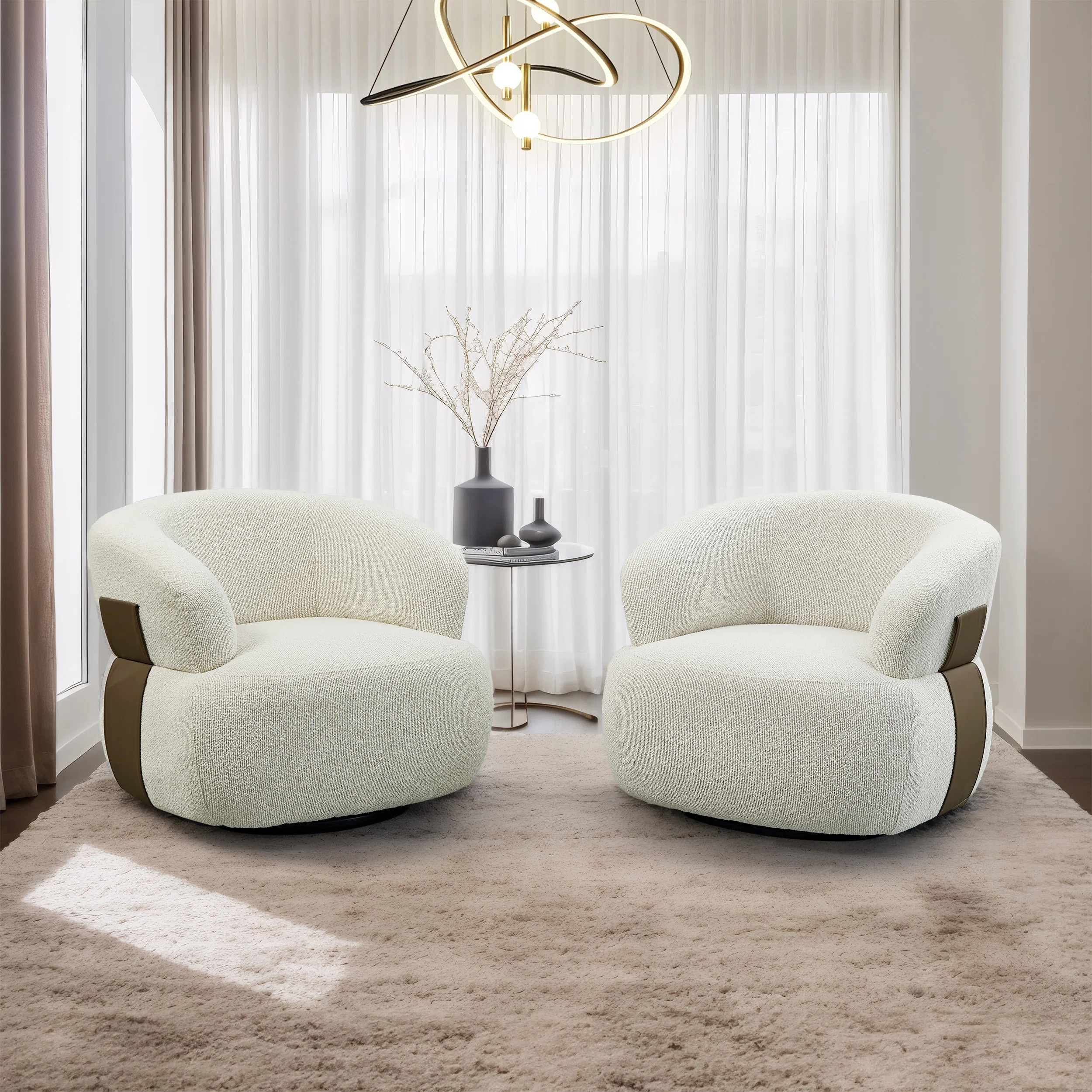 Hillip 33'' Wide Modern & Comfort Barrel Chair With 360 Degree Swivel(Set of 2) (Set of 2) | Wayfair North America