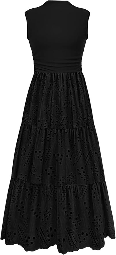 PRETTYGARDEN Summer Dresses for Women 2025 Casual Eyelet Tank Top Sundress Sleeveless Wedding Gue... | Amazon (US)