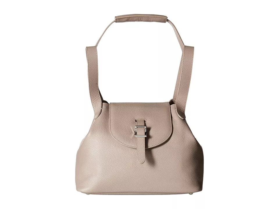 meli melo Thela Taupe Grey Leather Tote Bag For Women in Grey