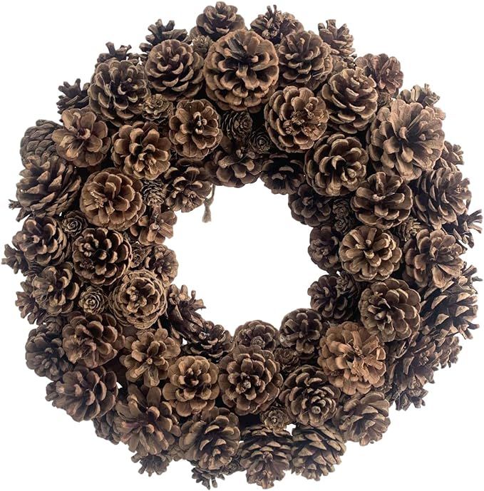 20 Inch Fall Front Door Wreath Natural Pinecone Wreath Polyfoam Base Flower Farmhouse Grapevine W... | Amazon (US)