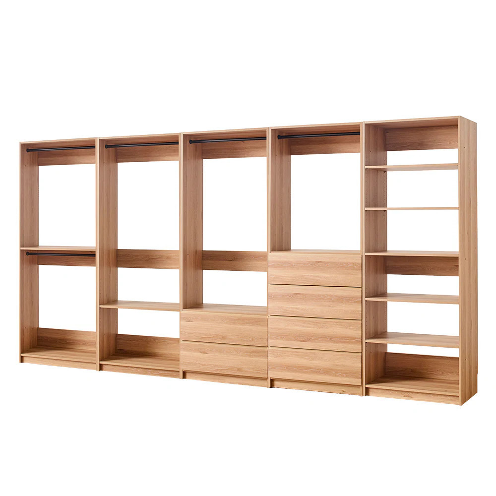 Klair Living Prosper 12-ft to 13.08-ft W Walk-in Oak Solid Shelving Wood Closet System one_size in Brown | PROSPER-ABCDE OAK | Lowe's