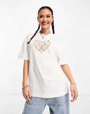 COLLUSION eyelet cut out oversized t-shirt in white | ASOS (Global)