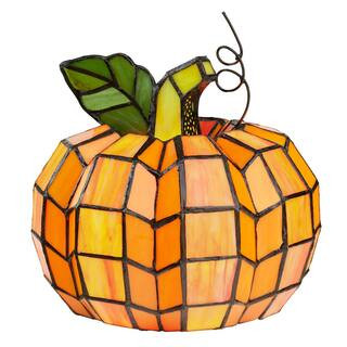 River of Goods 9 in. Orange Indoor Patch the Pumpkin Stained Glass Accent Lamp 14730 - The Home D... | The Home Depot