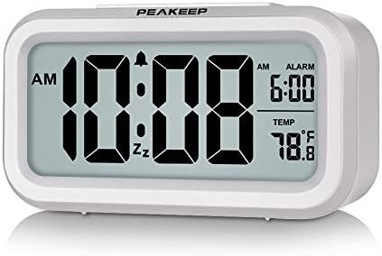 PEAKEEP Smart Night Light Digital Alarm Clock with Indoor Temperature, Battery Operated Desk Smal... | Amazon (US)