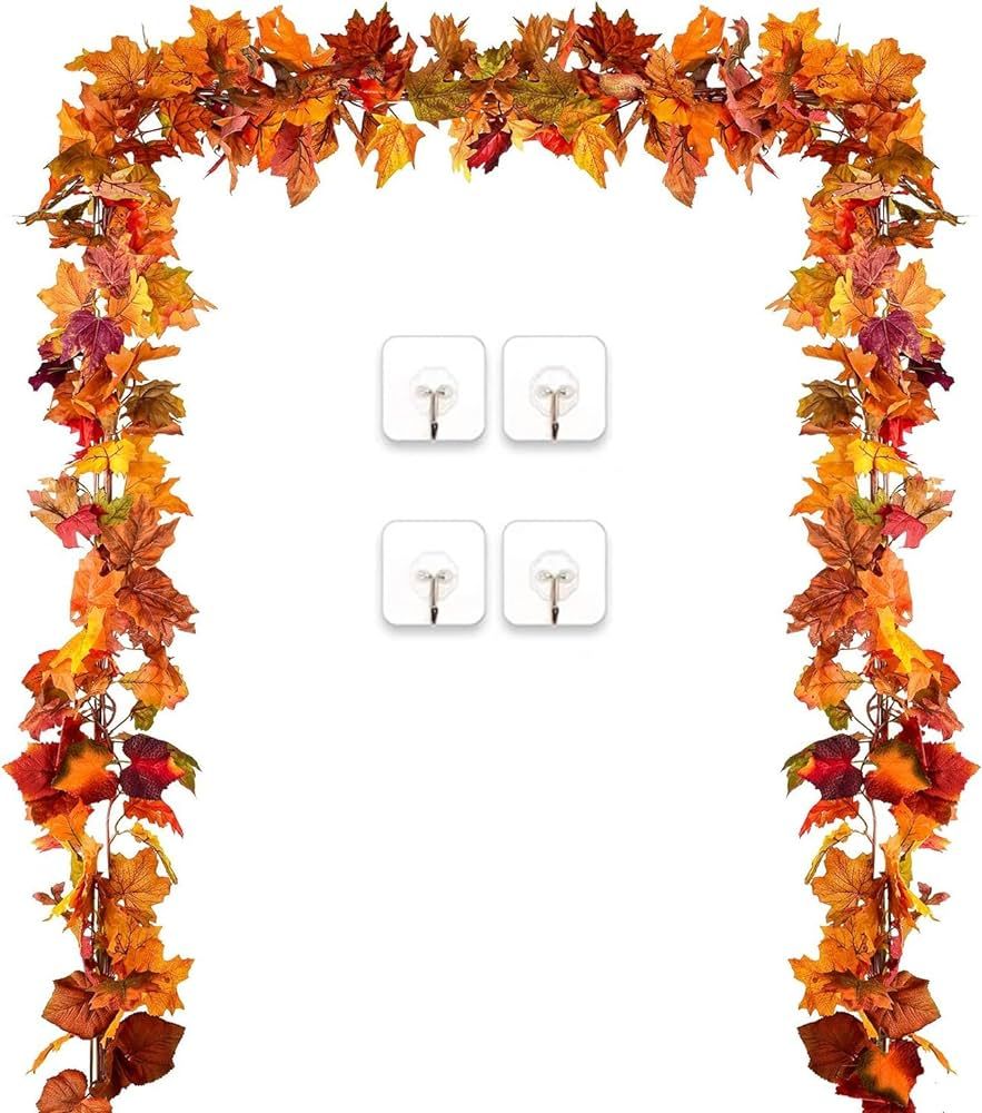 DearHouse 3 Pack Fall Garland Maple Leaf, 5.9Ft/Piece Hanging Vine Garland Artificial Autumn Foli... | Amazon (US)
