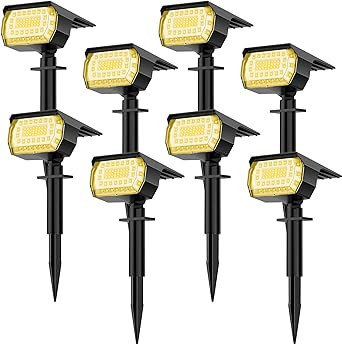 LANSOW Solar Spot Lights Outdoor, [8 Pack/57 LED] 2-in-1 Solar Landscape Spotlights, 3 Modes IP65... | Amazon (US)