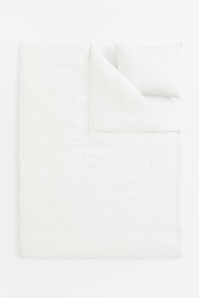 Muslin single duvet cover set - White - Home All | H&M GB | H&M (UK, MY, IN, SG, PH, TW, HK)