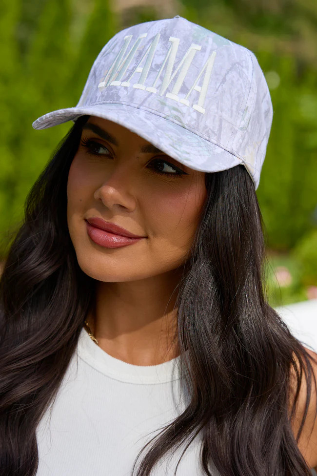 Mama White Camo Trucker Hat DOORBUSTER | Pink Lily
