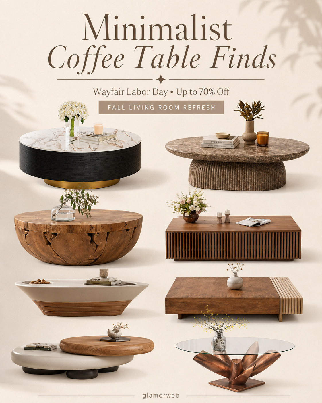 Saving all of these coffee tables because Wayfair really understood the fall living room assignment 🤍 Modern, minimal, practical, and actually cute. I’m especially loving the storage tables and small-space styles, but there are so many round, square, rectangular, and statement options too. Up to 70% off for Labor Day!

#WayfairFinds #WayfairSale #LaborDayDeals #CoffeeTable #FallLivingRoomRefresh #ModernMinimalist #StorageCoffeeTable #SmallSpaceLiving #HomeInspo #FurnitureDeals #LTKHome 

 #LTKSeasonal #LTKHome #LTKSaleAlert