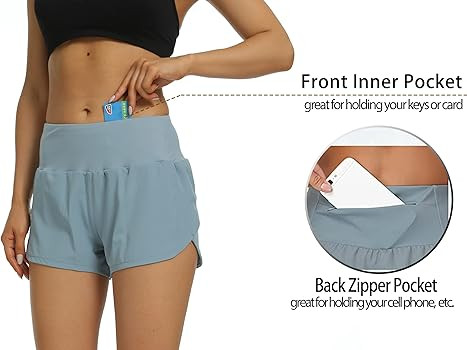 Kcutteyg Running Shorts for Women with Liner High Waisted Lightweight Womens Workout Shorts with ... | Amazon (US)