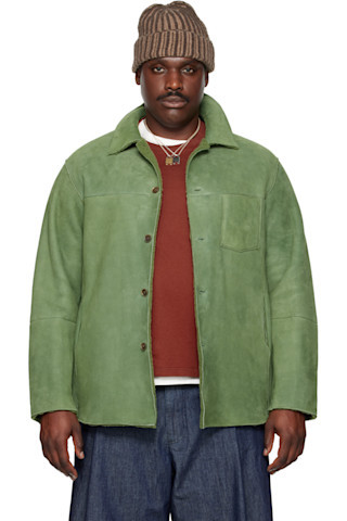Green Merino Mouton Shirt Jacket | SSENSE