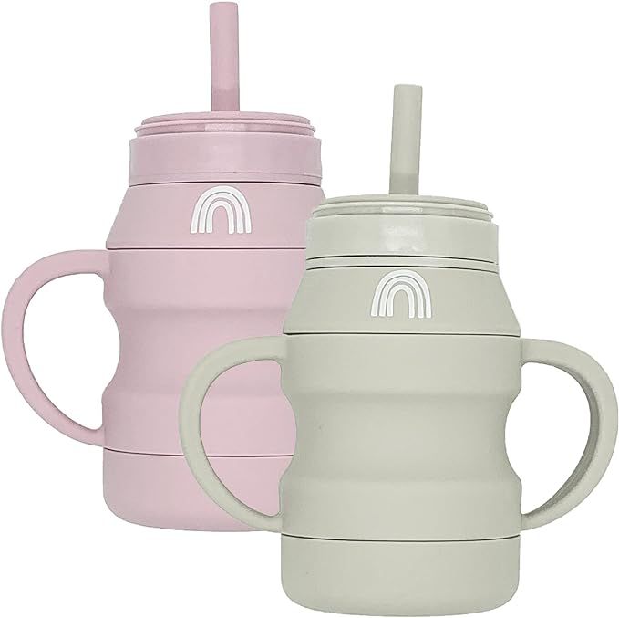 Hippypotamus Silicone Transition Cups - Baby/Toddler Cups With Straws & Lids - Removable Handles ... | Amazon (US)