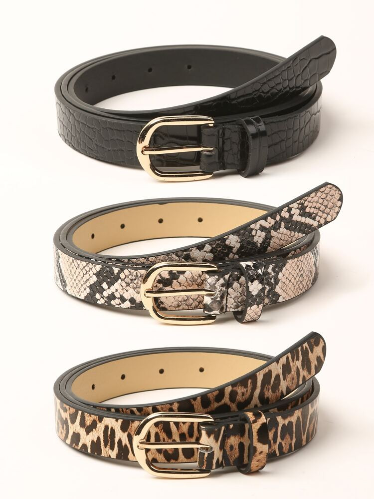 135CM 3pcs Snakeskin Print Plus Size Belt | SHEIN