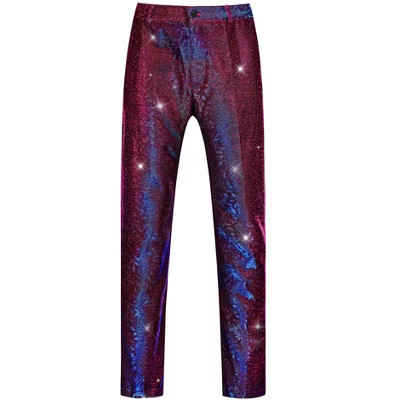 Lars Amadeus Men's Disco Glitter Pattern Printed Sparkling Pants Purple 28 | Target