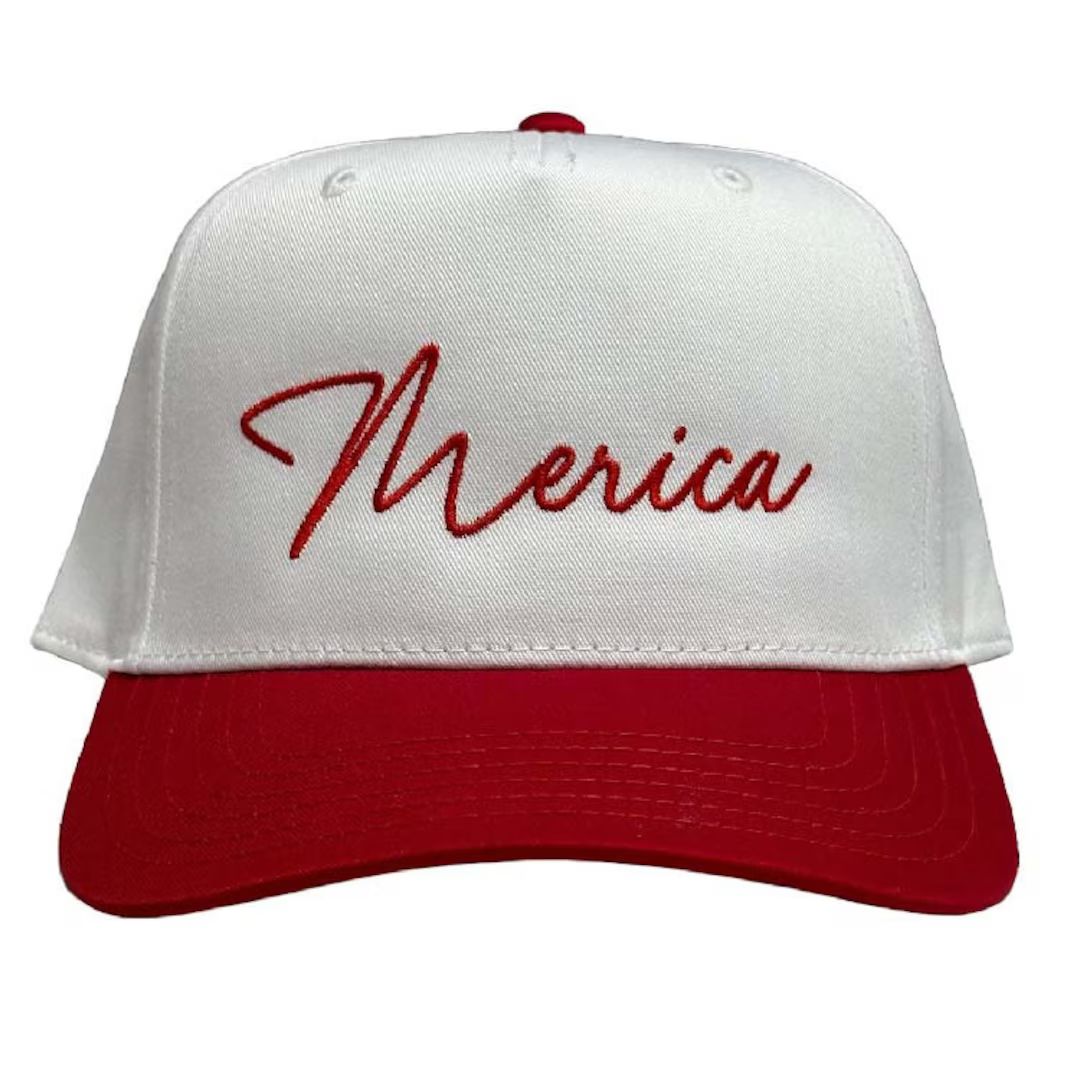 Merica White/red Trucker Hat, Embroidered Hat, Trendy Trucker Hat, American Hat, 4th of July - Et... | Etsy (US)