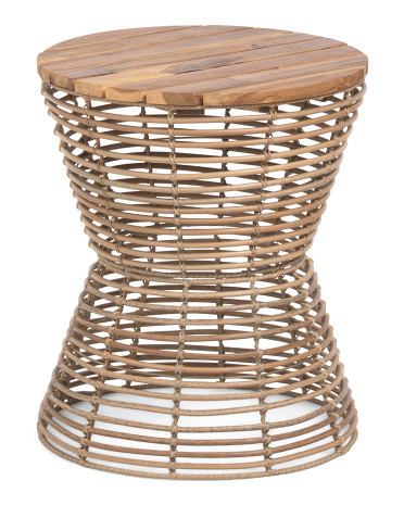 Indoor Outdoor Acacia Wood Top Table | TJ Maxx