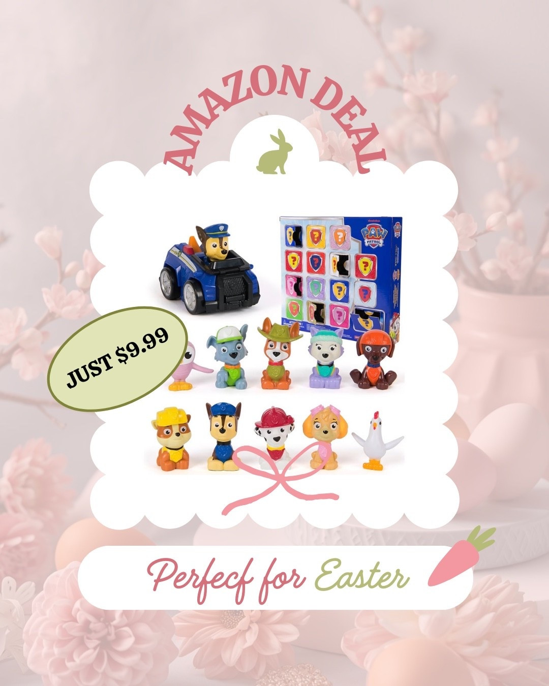 Paw Patrol fans — this is a GREAT Easter basket find 👀

This Paw Patrol gift pack is on sale for $9.99 and comes with:

✔️ 8 mini figures
✔️ 2 bonus animal figures
✔️ Stickers
✔️ Pup Squad racer vehicle

So many little pieces for imaginative play — and perfect for splitting between Easter eggs or baskets.

Linked here ⬇️

#LTKDeals #EasterBasketIdeas #PawPatrol #KidsToys #AmazonFinds #MomFinds #CoffeeWithCrystal