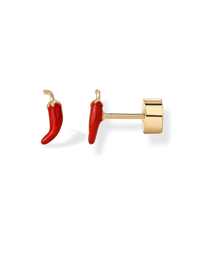 PAVOI 14K Gold Plated Sterling Silver Posts Enamel Flatback Stud Earrings for Women - Colored Chi... | Amazon (US)