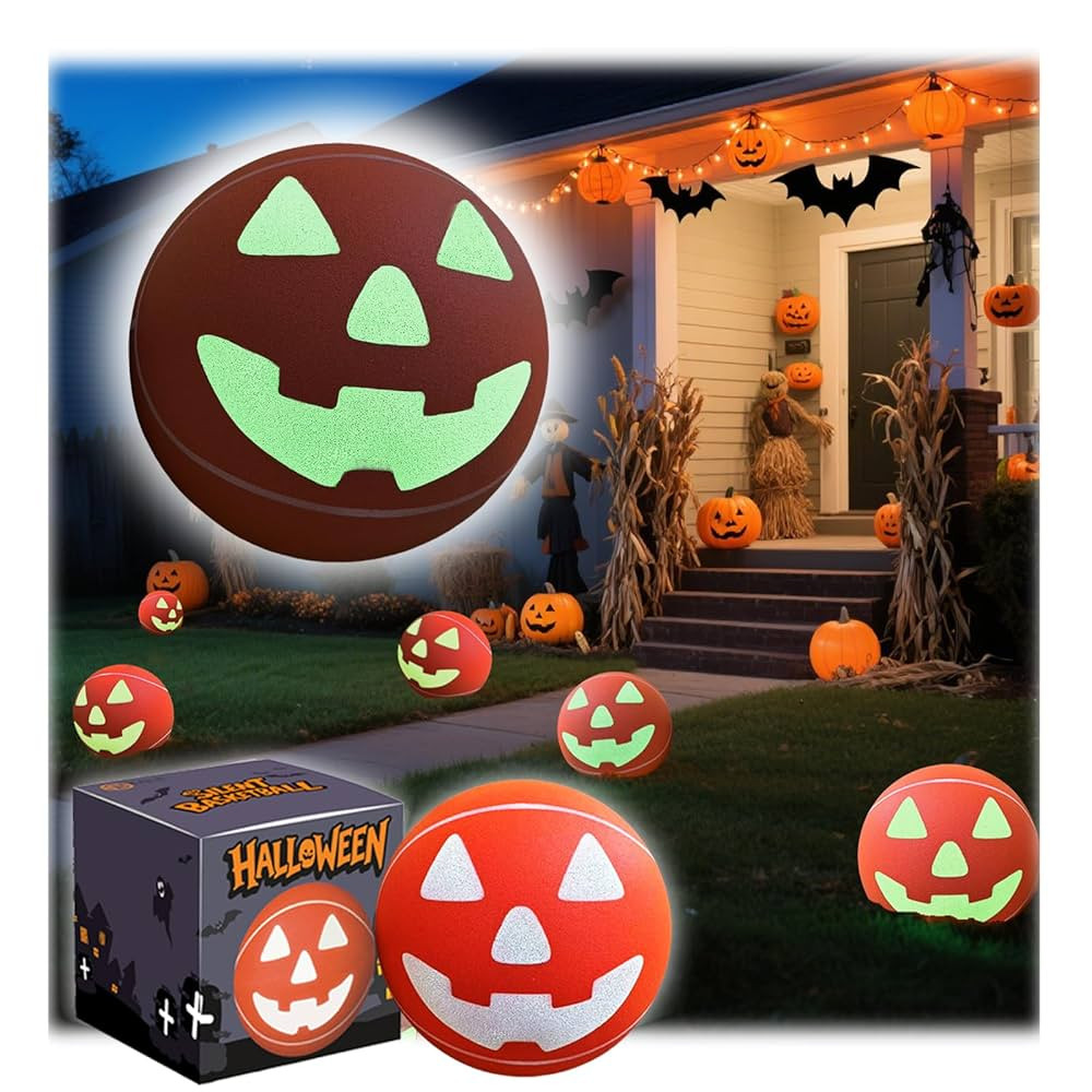 Glow in The Dark Halloween Size 3 (7") Silent Basketball with Smiling Face Design, Noiseless Indo... | Amazon (US)