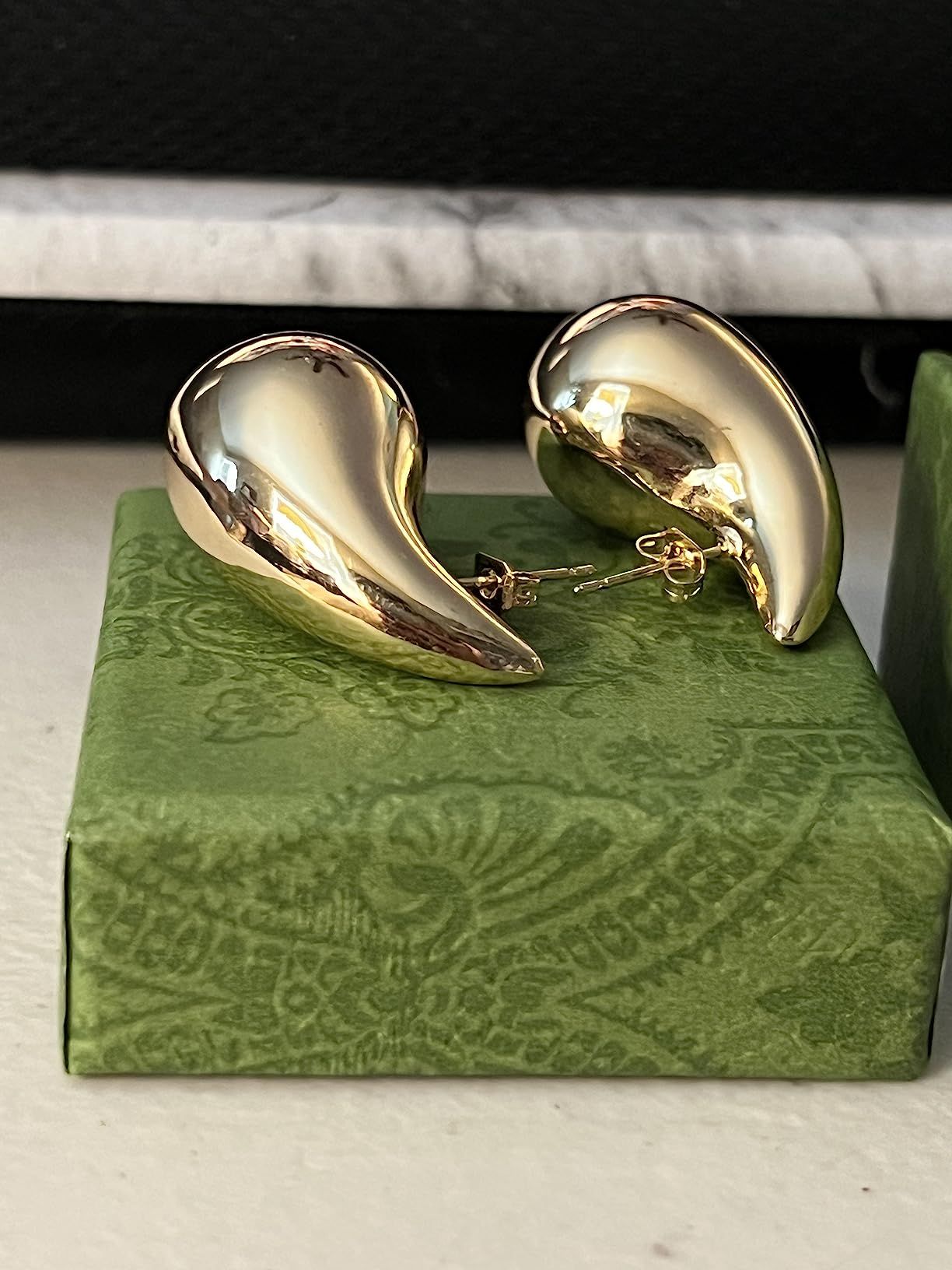 Apsvo Chunky Gold Hoop Earrings for Women, Dupes Earrings Lightweight Waterdrop Hollow Open Hoops... | Amazon (US)