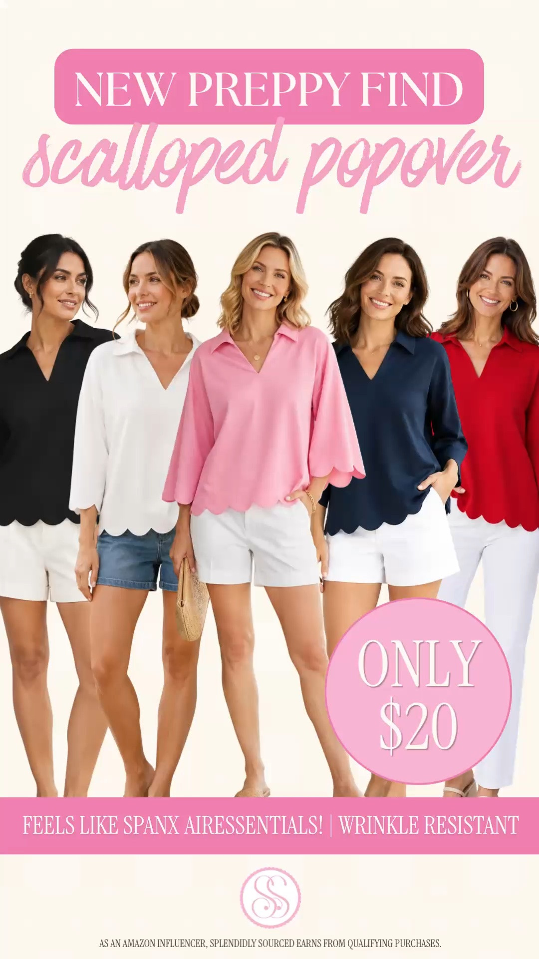Amazon scallop trim top | preppy summer top | Spanx AirEssentials look for less | wrinkle resistant top | summer outfit

Sell out risk on this Amazon scalloped popover top because it is only $20, comes in 5 colors, and the fabric feels so good.

It has that smooth, soft, polished feel that reminds me of Spanx AirEssentials, but in an easy lightweight top you can wear all summer. The scallop trim, relaxed popover neckline, short sleeves, and slightly elevated shape make it look much more pulled together than a basic tee.

This is the kind of Amazon top that works with white jeans, denim shorts, chino shorts, linen pants, summer skirts, work pants, or casual weekend outfits. It is easy enough for errands but polished enough for teacher outfits, work outfits, brunch, church, lunch dates, vacation outfits, school pickup, casual office outfits, and everyday summer style.

The wrinkle-resistant feel makes it especially good for travel days, packing, beach trips, lake weekends, and warm weather outfits when you want something that still looks clean and put together.

If you love preppy summer outfits, scalloped tops, Amazon fashion finds, Spanx AirEssentials looks for less, wrinkle resistant tops, white jeans outfits, teacher outfits, work outfits, and affordable elevated basics, this is one of those $20 finds I would check before the best colors start disappearing.

Amazon scallop trim top, Amazon top, Amazon fashion find, scalloped top, scallop trim shirt, preppy summer top, summer top women, wrinkle resistant top, Spanx AirEssentials look for less, soft top, popover top, white jeans outfit, teacher outfit, work outfit, casual office outfit, vacation outfit, summer outfit, elevated basic, designer look for less

#LTKFindsUnder50 #PreppyStyle #WorkOutfit #LookForLess #TeacherOutfit #SummerOutfits #ScallopedTop #ScallopTop #AmazonFashionFinds

#LTKSeasonal #LTKWorkwear #LTKTravel