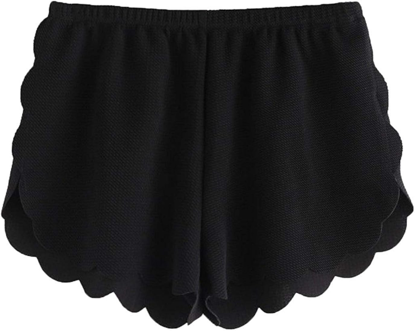 MakeMeChic Women's Casual Elastic Waist Scalloped Summer Beach Lounge Shorts | Amazon (US)