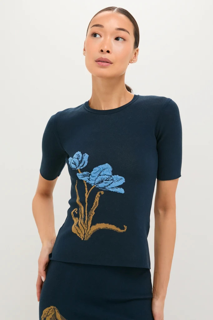 Navy Knit Short Sleeve Top | Tuckernuck (US)