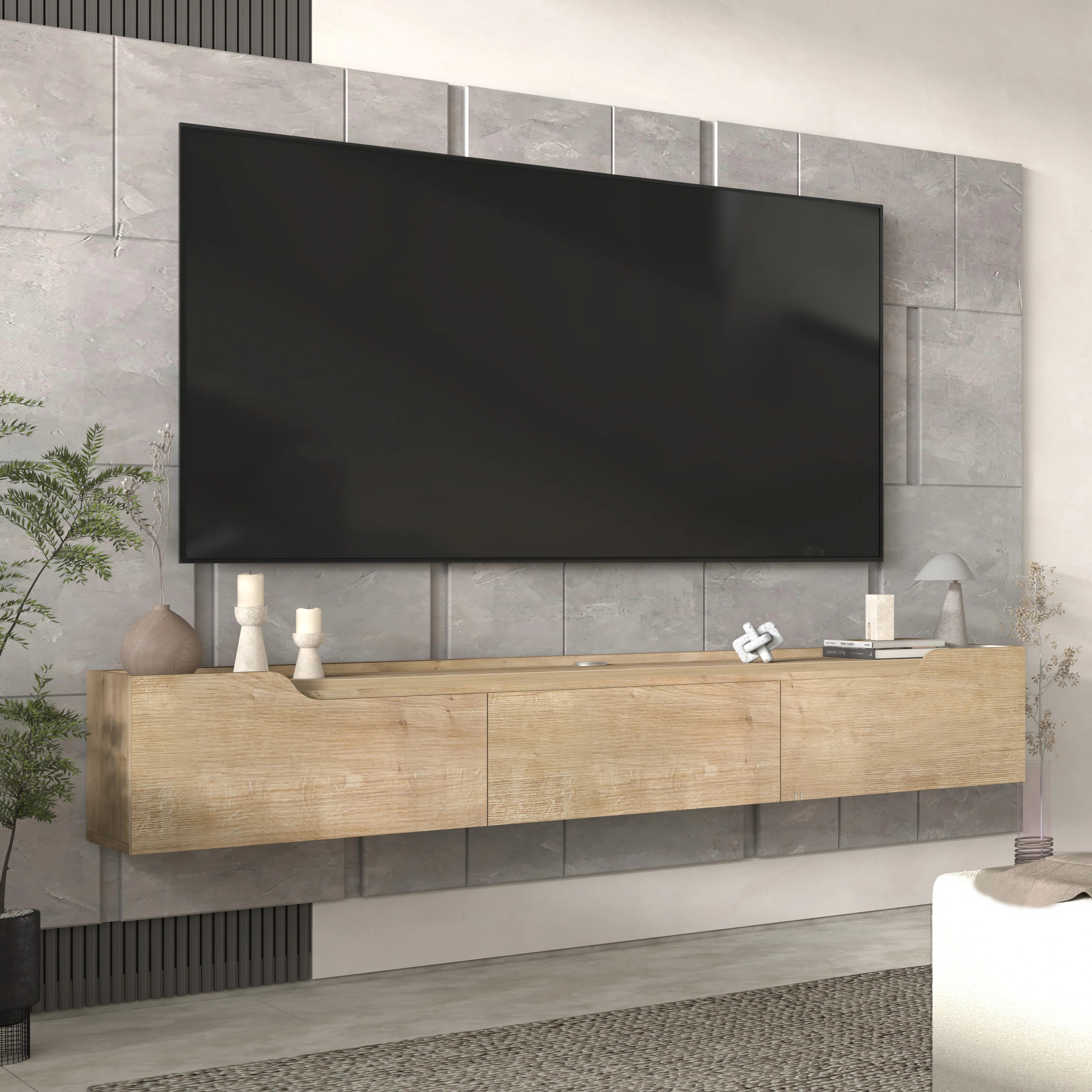 Ebern Designs Eva Wall-Mounted Media Console TV Stand For 80" TVs & Reviews | Wayfair | Wayfair North America