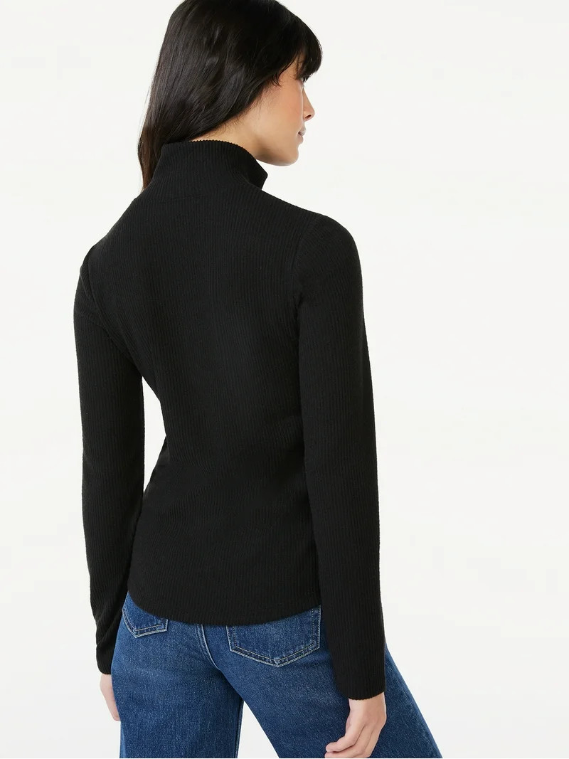 Free Assembly Women's Mock Neck Henley Top | Walmart (US)