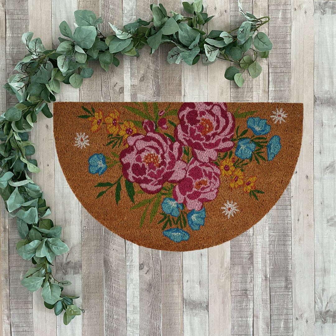 Half Round Doormat, Flower Doormat, Floral Doormat, Spring Welcome Mats, Front Door Decor, Spring... | Etsy (US)