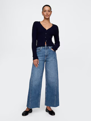 High Rise Stride Wide-Leg Ankle Jeans | Gap (US)