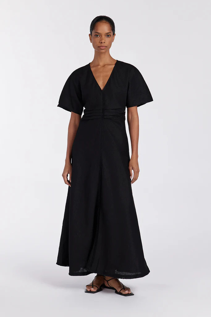 ZAHARA BLACK  FRINGING MIDI DRESS | DISSH