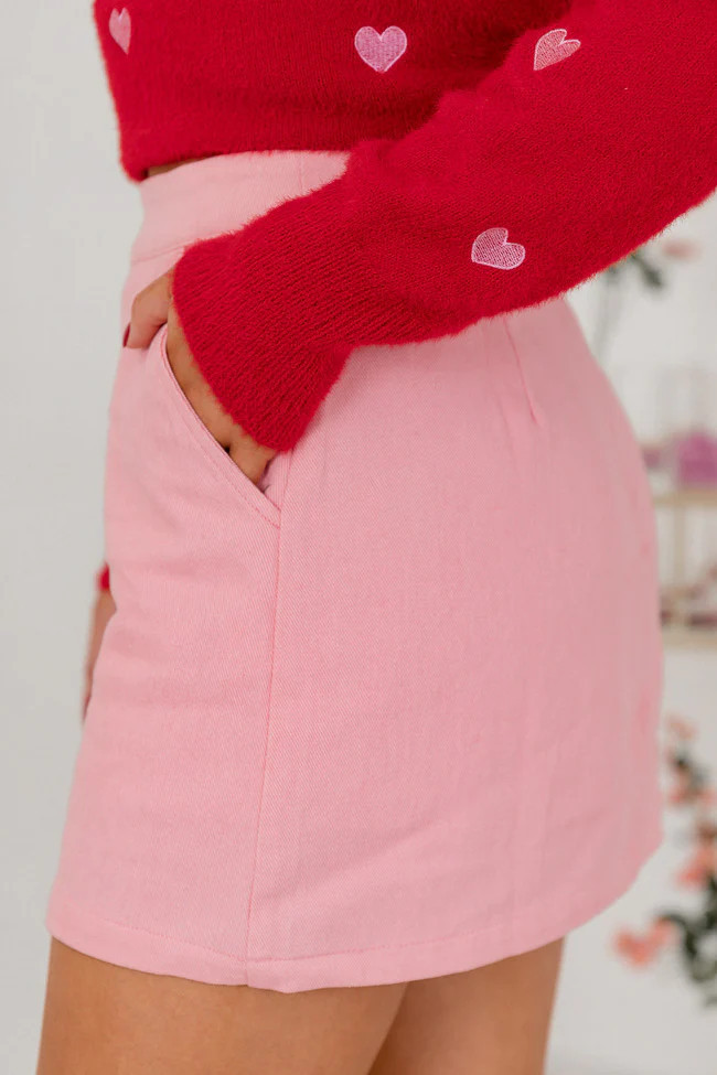 Call Me Lovely Pink Denim Skort | Pink Lily