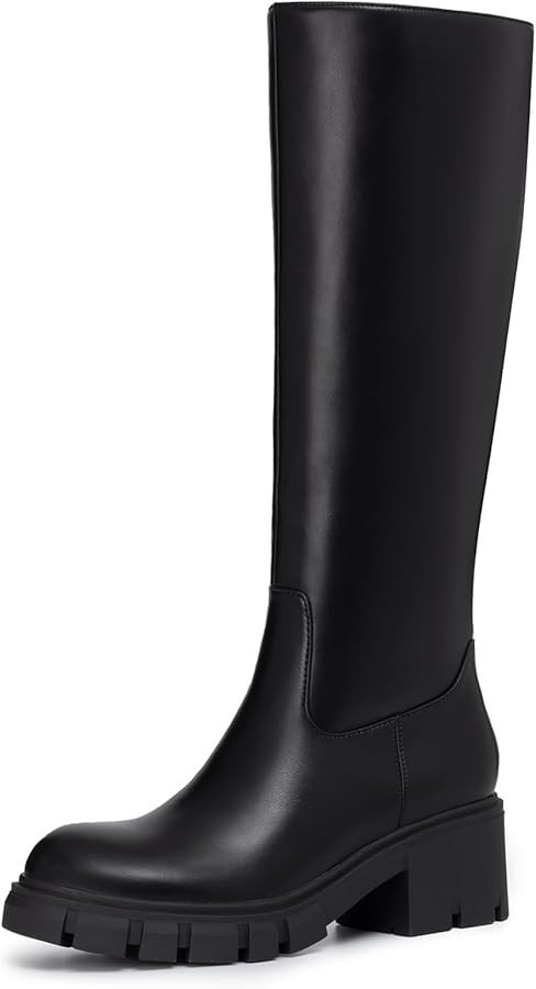 Athlefit Platform Knee High Boots for Women Round Toe Chunky Lug Sole Fall Winter Tall Boots for ... | Amazon (US)