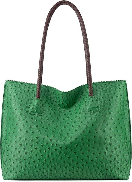 Tote Bag for Women with Zipper Large Ostrich Vegan Leather Shoulder Purses and Handbags | Amazon (US)