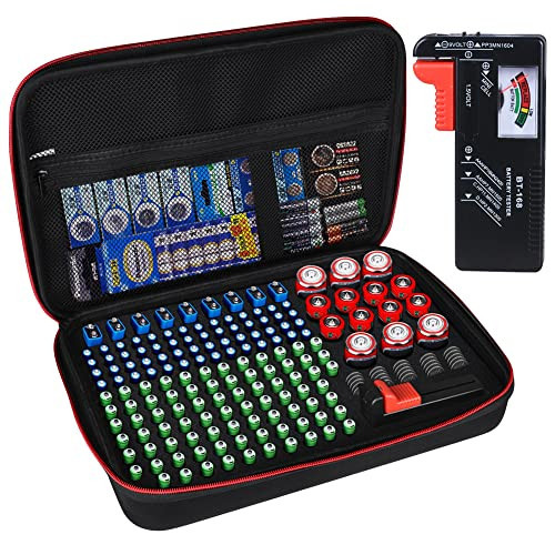 Battery Organizer Storage Box with Tester, Battery Vault Case Fireproof Waterproof Explosionproof Holder Box with Tester BT-168 Checker Carrying Case Container Bag Fit for 200+ Batteries AA AAA C D 9V | Amazon (US)