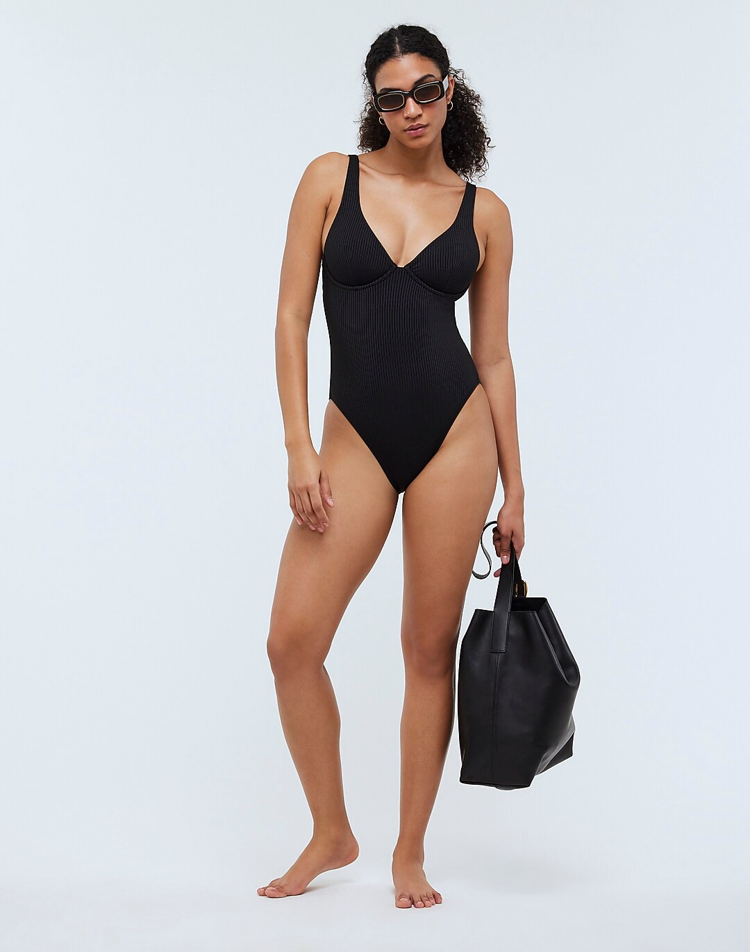 Ribbed Underwire Open-Back One-Piece Swimsuit | Madewell