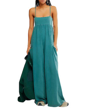 FP Movement Hot Shot Strappy Square Neck Sleeveless Wide Leg Jumpsuit | Dillard's | Dillard's