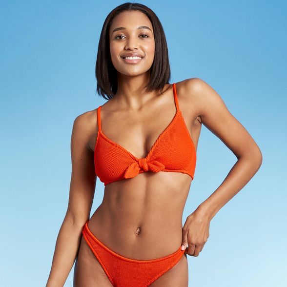 Women's Zing Pucker Bikini Top - Kona Sol™ Orange | Target