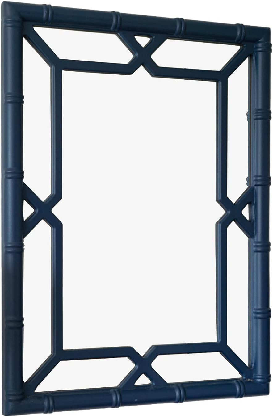 Bamboo-Look Solid Wood Window Pane Mirror 23" X 31" - Blue | Amazon (US)